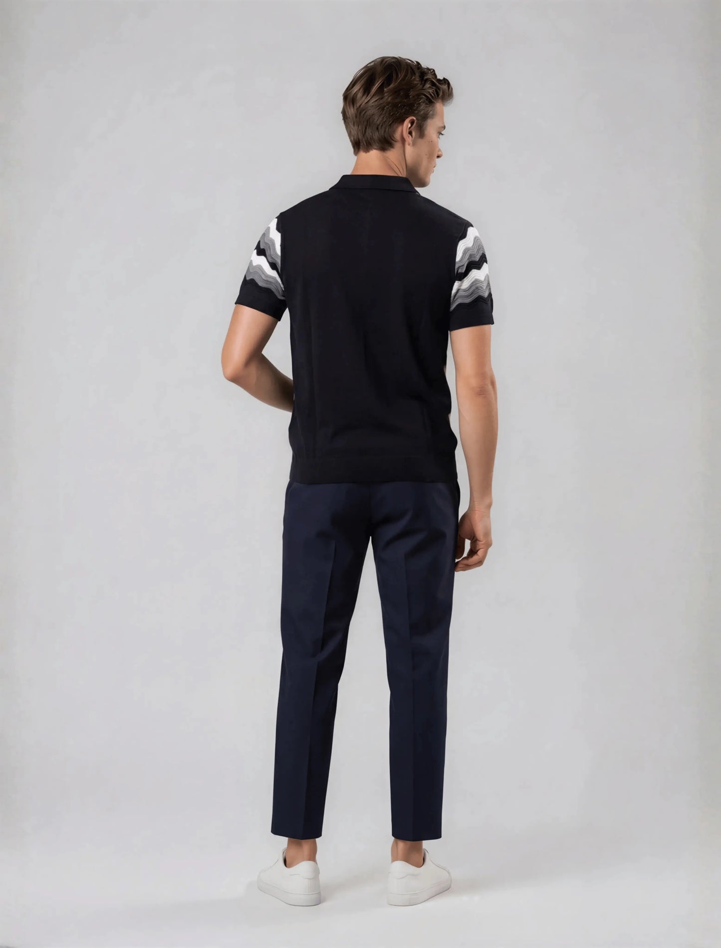 F7 - Wave Knit Zip Polo — Black Grey