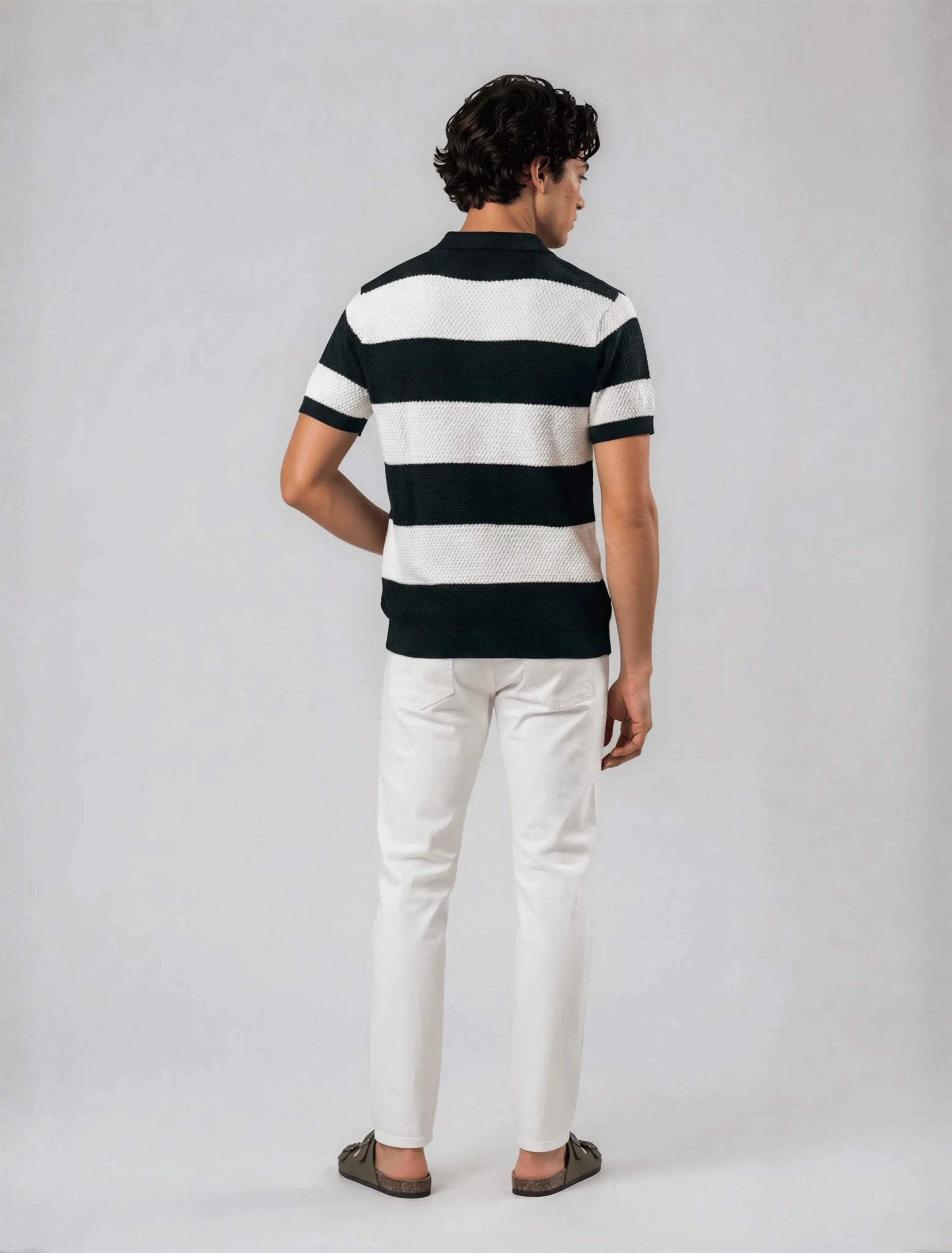 F2 - Heritage Stripe Polo — Forest Green