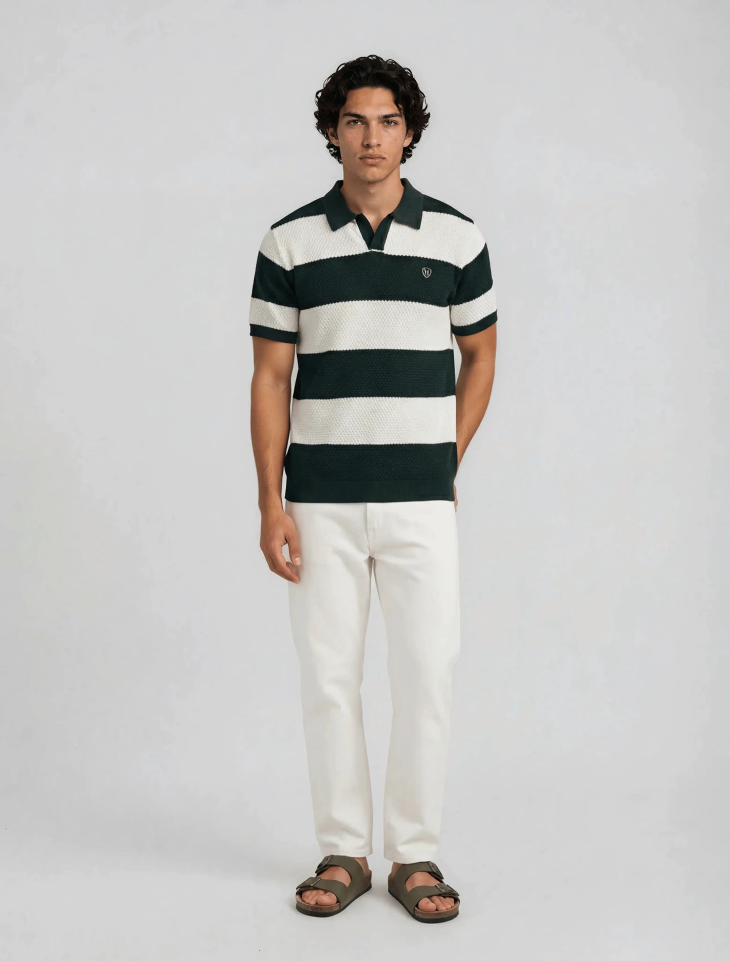 F2 - Heritage Stripe Polo — Forest Green