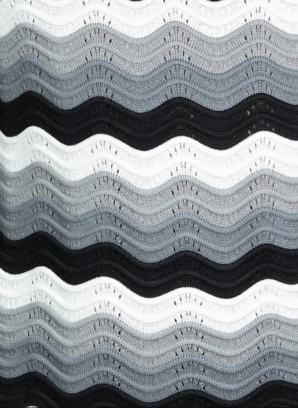 Wave Chevron Polo - Black Grey White Zip Knit T-Shirt