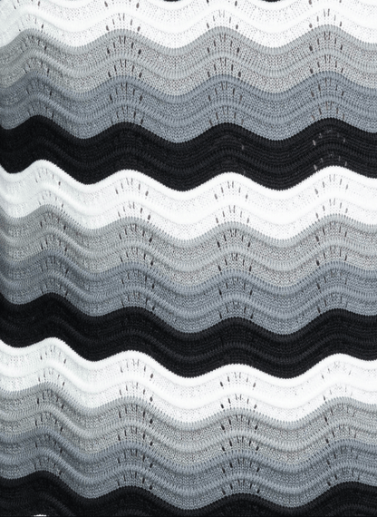 Wave Chevron Polo - Black Grey White Zip Knit T-Shirt